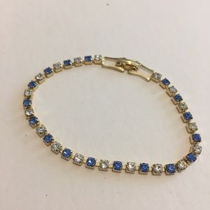 Gold toned Blue rhinestone tennis bracelet